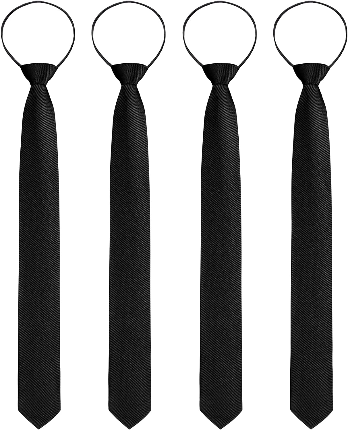 4 Pieces Zipper Ties for Men Adjustable Men's Pretied Neckties Zip on Tie for Men Zipper Skinny Necktie Clip on Slim Tie - Image 3